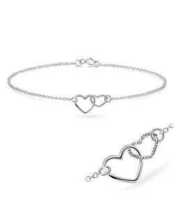 Dual Hearts Silver Bracelet BRS-42